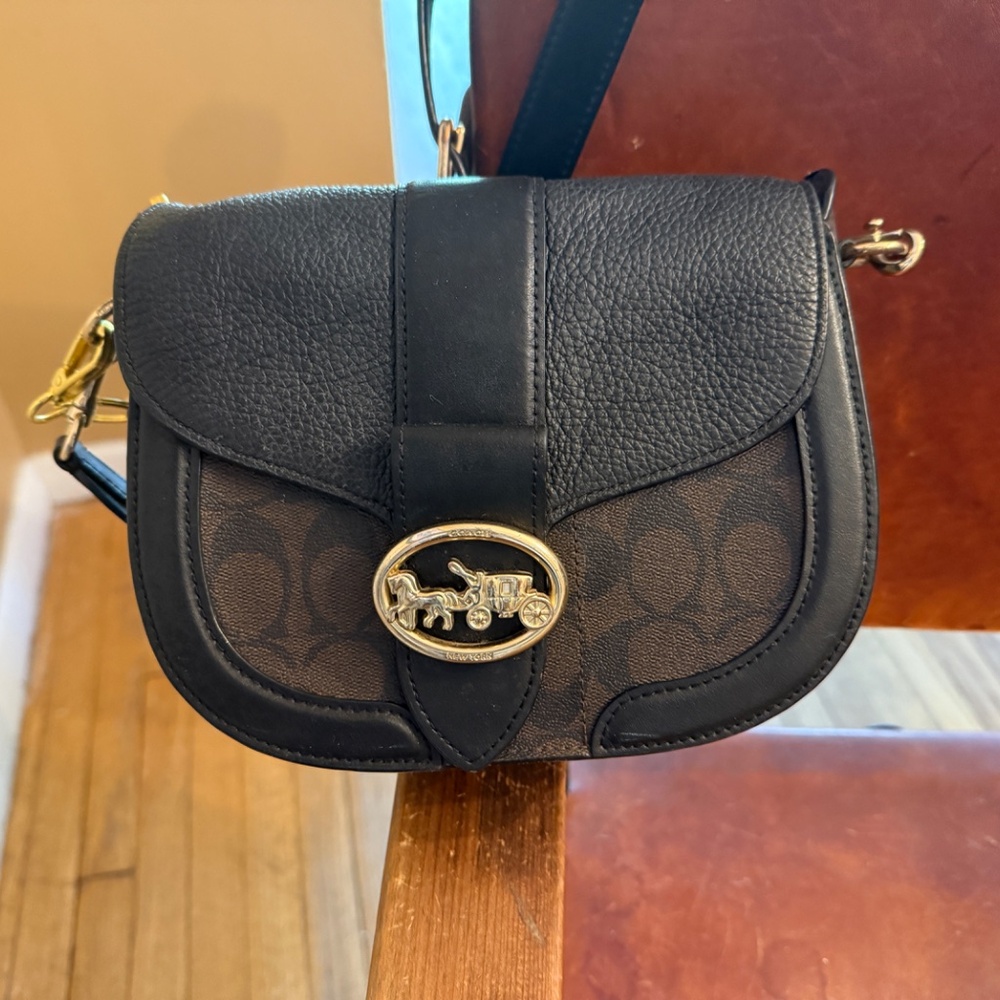 Coach Georgie Saddlebag in Dark Brown/Black - Picture 2 of 11
